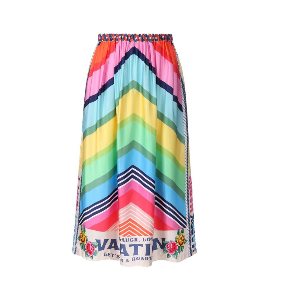 Vibrant Chevron Midi Skirt